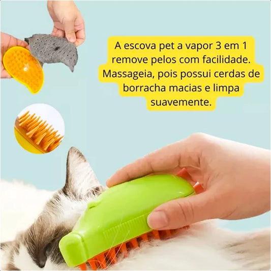 Escova Pet Tira Pelos com Vapor